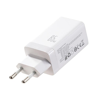 JOYROOM JR-TG10 65W GaN Dual Type-C, USB 3-Port Charger with Type-C to Type-C Cable, EU Plug