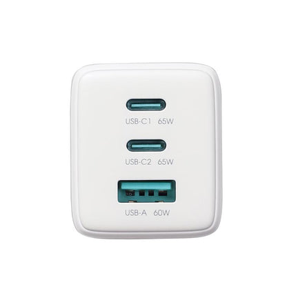 JOYROOM JR-TG10 65W GaN Dual Type-C, USB 3-Port Charger with Type-C to Type-C Cable, EU Plug