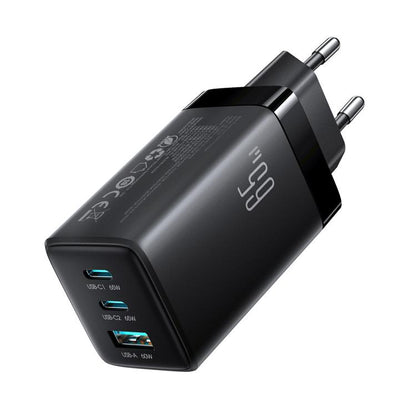 JOYROOM JR-TG10 65W GaN Dual Type-C, USB 3-Port Charger with Type-C to Type-C Cable, EU Plug