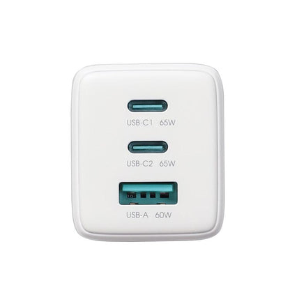 JOYROOM JR-TG10 65W GaN Dual Type-C, USB 3-Port Charger with Type-C to 8 Pin Cable, UK Plug