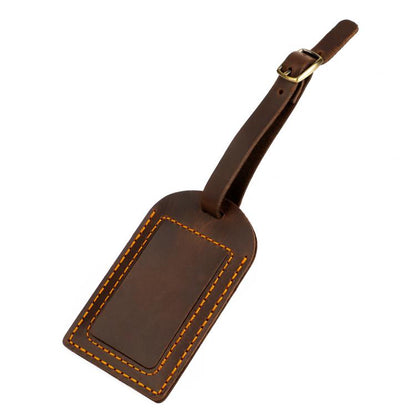Crazy Horse Genuine Leather Luggage Tag Boarding Pass Card Holder