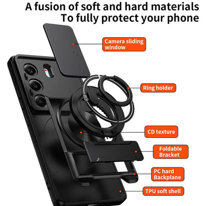 Lens Sliding Window Multifunctional Magnetic Shockproof Phone Case, For Tecno Camon 40 Pro 4G, For Tecno Camon 40 Premier 5G, For Tecno Camon 40 4G, For Tecno Spark 30 Pro 4G, For Tecno Spark 30 4G, For Tecno Spark Go 2025, For Tecno Spark 30C 4G      ...