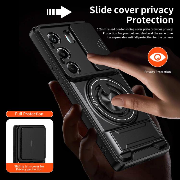 Lens Sliding Window Multifunctional Magnetic Shockproof Phone Case, For Tecno Camon 40 Pro 4G, For Tecno Camon 40 Premier 5G, For Tecno Camon 40 4G, For Tecno Spark 30 Pro 4G, For Tecno Spark 30 4G, For Tecno Spark Go 2025, For Tecno Spark 30C 4G      ...