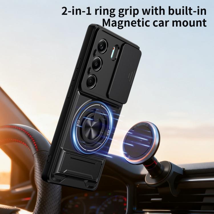 Lens Sliding Window Multifunctional Magnetic Shockproof Phone Case, For Tecno Camon 40 Pro 4G, For Tecno Camon 40 Premier 5G, For Tecno Camon 40 4G, For Tecno Spark 30 Pro 4G, For Tecno Spark 30 4G, For Tecno Spark Go 2025, For Tecno Spark 30C 4G      ...