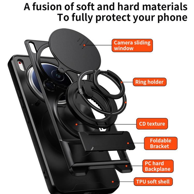 Lens Sliding Window Multifunctional Magnetic Shockproof Phone Case, For Tecno Camon 40 Premier 5G, For Tecno Camon 40 4G, For Tecno Spark 30 Pro 4G, For Tecno Spark 30 4G, For Tecno Spark Go 2025, For Tecno Spark 30C 4G, For Tecno Pova 6 Neo 4G        ...