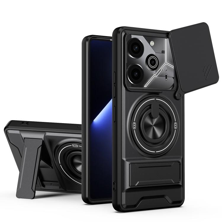 Lens Sliding Window Multifunctional Magnetic Shockproof Phone Case, For Tecno Camon 40 Premier 5G, For Tecno Camon 40 4G, For Tecno Spark 30 Pro 4G, For Tecno Spark 30 4G, For Tecno Spark Go 2025, For Tecno Spark 30C 4G, For Tecno Pova 6 Neo 4G        ...