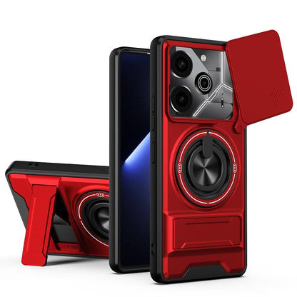 Lens Sliding Window Multifunctional Magnetic Shockproof Phone Case, For Tecno Camon 40 Premier 5G, For Tecno Camon 40 4G, For Tecno Spark 30 Pro 4G, For Tecno Spark 30 4G, For Tecno Spark Go 2025, For Tecno Spark 30C 4G, For Tecno Pova 6 Neo 4G        ...
