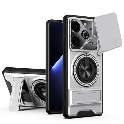 Lens Sliding Window Multifunctional Magnetic Shockproof Phone Case, For Tecno Camon 40 Premier 5G, For Tecno Camon 40 4G, For Tecno Spark 30 Pro 4G, For Tecno Spark 30 4G, For Tecno Spark Go 2025, For Tecno Spark 30C 4G, For Tecno Pova 6 Neo 4G        ...