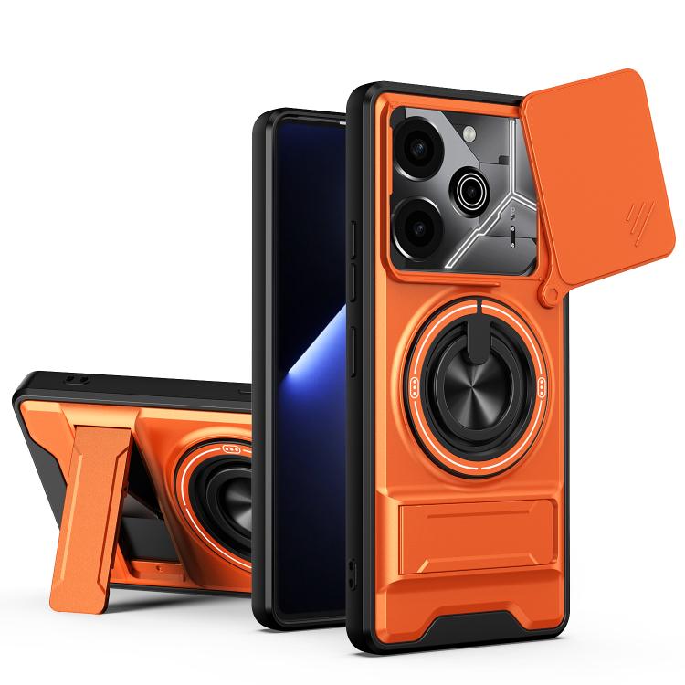Lens Sliding Window Multifunctional Magnetic Shockproof Phone Case, For Tecno Camon 40 Premier 5G, For Tecno Camon 40 4G, For Tecno Spark 30 Pro 4G, For Tecno Spark 30 4G, For Tecno Spark Go 2025, For Tecno Spark 30C 4G, For Tecno Pova 6 Neo 4G        ...