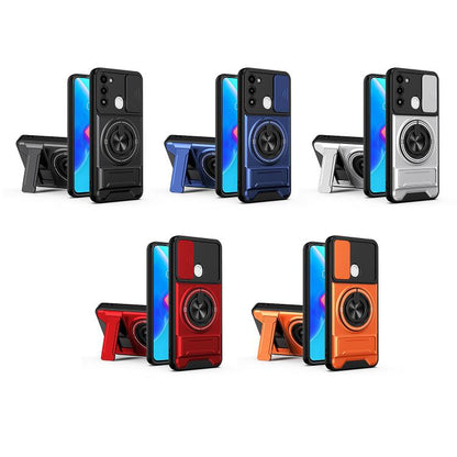 Lens Sliding Window Multifunctional Magnetic Shockproof Phone Case, For Tecno Spark Go 2022