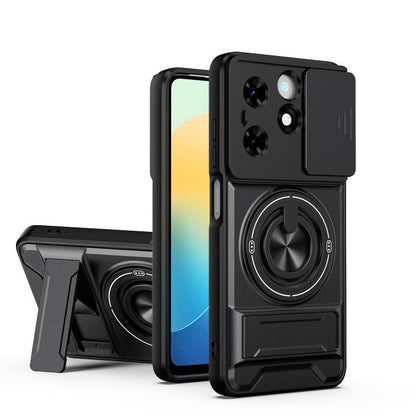 Lens Sliding Window Multifunctional Magnetic Shockproof Phone Case, For Tecno Camon 40 Premier 5G, For Tecno Camon 40 4G, For Tecno Spark 30 Pro 4G, For Tecno Spark 30 4G, For Tecno Spark Go 2025, For Tecno Spark 30C 4G, For Tecno Pova 6 Neo 4G        ...