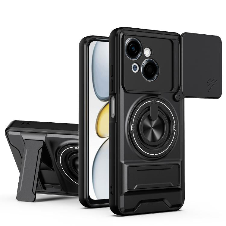 Lens Sliding Window Multifunctional Magnetic Shockproof Phone Case, For Tecno Camon 40 Premier 5G, For Tecno Camon 40 4G, For Tecno Spark 30 Pro 4G, For Tecno Spark 30 4G, For Tecno Spark Go 2025, For Tecno Spark 30C 4G, For Tecno Pova 6 Neo 4G        ...