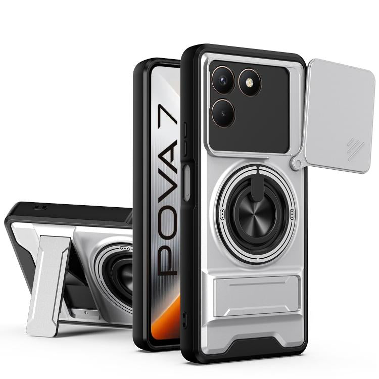 Lens Sliding Window Multifunctional Magnetic Shockproof Phone Case, For Tecno Pova 8 5G, For Tecno Spark 50 5G, For Tecno Pova Curve 2 5G, For Tecno Spark 50 4G, For Tecno Camon 50 Pro 4G, For Tecno Camon 50 4G, For Tecno Spark Go 3                    ...