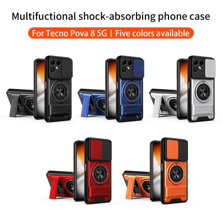 Lens Sliding Window Multifunctional Magnetic Shockproof Phone Case, For Tecno Pova 8 5G, For Tecno Spark 50 5G, For Tecno Pova Curve 2 5G, For Tecno Spark 50 4G, For Tecno Camon 50 Pro 4G, For Tecno Camon 50 4G, For Tecno Spark Go 3                    ...