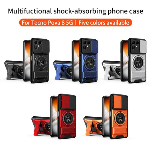 Lens Sliding Window Multifunctional Magnetic Shockproof Phone Case, For Tecno Pova 8 5G, For Tecno Spark 50 5G, For Tecno Pova Curve 2 5G, For Tecno Spark 50 4G, For Tecno Camon 50 Pro 4G, For Tecno Camon 50 4G, For Tecno Spark Go 3                    ...