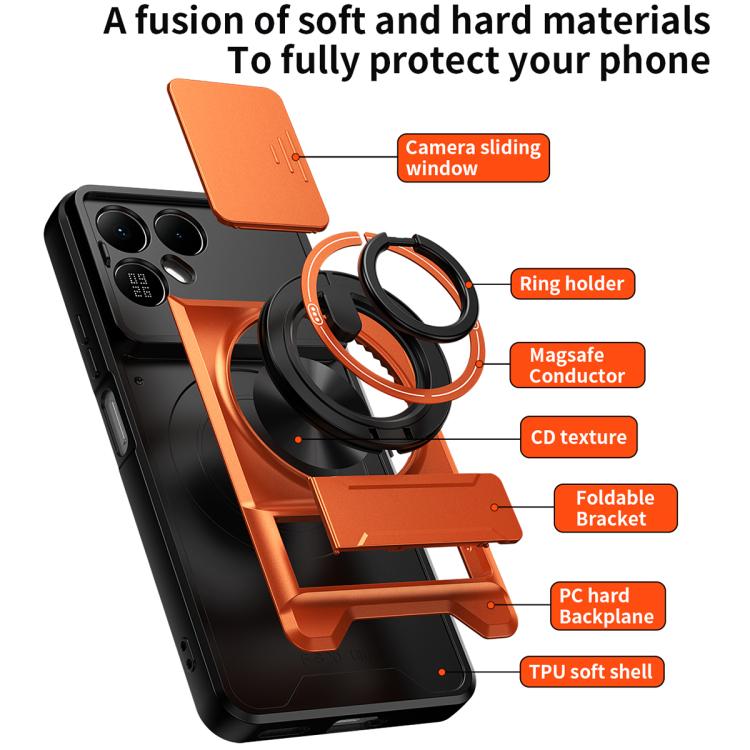 Lens Sliding Window Multifunctional Magnetic Shockproof Phone Case, For Tecno Pova 8 5G, For Tecno Spark 50 5G, For Tecno Pova Curve 2 5G, For Tecno Spark 50 4G, For Tecno Camon 50 Pro 4G, For Tecno Camon 50 4G, For Tecno Spark Go 3                    ...