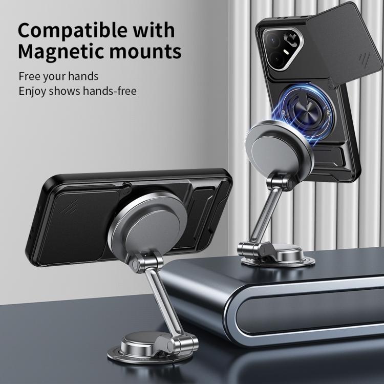 Lens Sliding Window Multifunctional Magnetic Shockproof Phone Case, For Tecno Pova 8 Pro 5G, For Tecno Pova 8 5G, For Tecno Spark 50 5G, For Tecno Pova Curve 2 5G, For Tecno Spark 50 4G, For Tecno Camon 50 Pro 4G, For Tecno Camon 50 4G                 ...