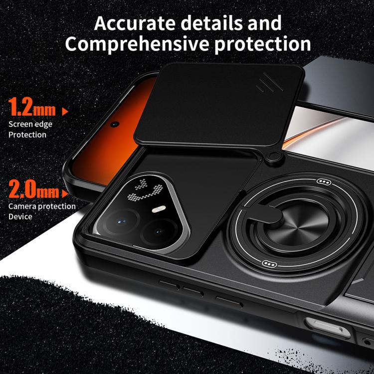Lens Sliding Window Multifunctional Magnetic Shockproof Phone Case, For Tecno Pova 8 Pro 5G, For Tecno Pova 8 5G, For Tecno Spark 50 5G, For Tecno Pova Curve 2 5G, For Tecno Spark 50 4G, For Tecno Camon 50 Pro 4G, For Tecno Camon 50 4G                 ...