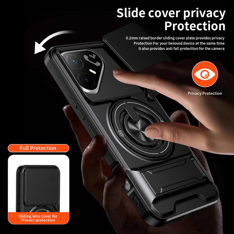 Lens Sliding Window Multifunctional Magnetic Shockproof Phone Case, For Tecno Pova 8 Pro 5G, For Tecno Pova 8 5G, For Tecno Spark 50 5G, For Tecno Pova Curve 2 5G, For Tecno Spark 50 4G, For Tecno Camon 50 Pro 4G, For Tecno Camon 50 4G                 ...