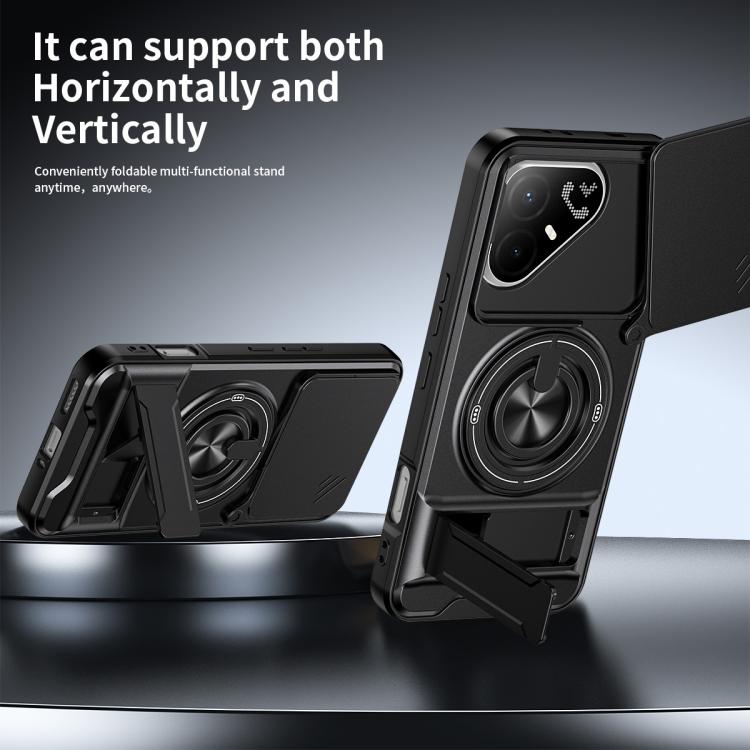 Lens Sliding Window Multifunctional Magnetic Shockproof Phone Case, For Tecno Pova 8 Pro 5G, For Tecno Pova 8 5G, For Tecno Spark 50 5G, For Tecno Pova Curve 2 5G, For Tecno Spark 50 4G, For Tecno Camon 50 Pro 4G, For Tecno Camon 50 4G                 ...