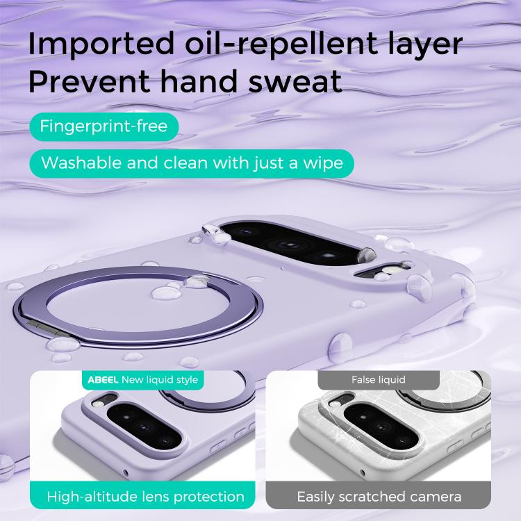 ABEEL Skin-friendly Feel Magnetic Liquid Silicone Phone Case with Holder, For Google Pixel 10a, For Google Pixel 10 Pro XL, For Google Pixel 10 / 10 Pro, For Google Pixel 9a, For Google Pixel 9 Pro XL, For Google Pixel 9 Pro, For Google Pixel 9