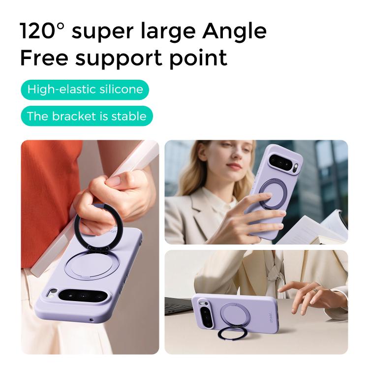 ABEEL Skin-friendly Feel Magnetic Liquid Silicone Phone Case with Holder, For Google Pixel 10a, For Google Pixel 10 Pro XL, For Google Pixel 10 / 10 Pro, For Google Pixel 9a, For Google Pixel 9 Pro XL, For Google Pixel 9 Pro, For Google Pixel 9