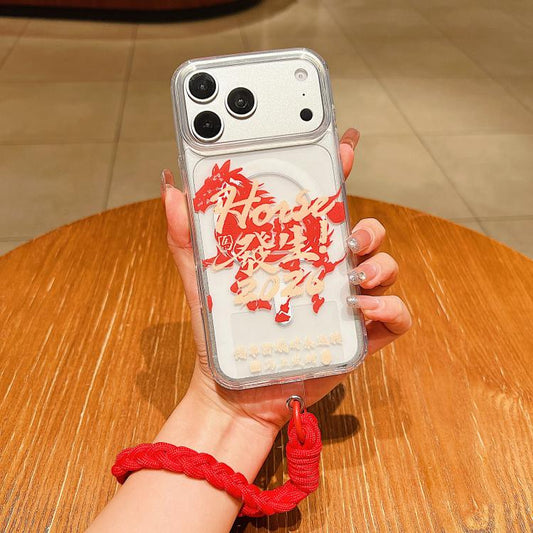 Horse Year Acrylic Magnetic Full Coverage Phone Case with Lanyard, For iPhone 18 Pro / 17 Pro, For iPhone 18 Pro Max / 17 Pro Max, For iPhone 17, For iPhone Air, For iPhone 16 Pro Max, For iPhone 16 Pro, For iPhone 16 Plus, For iPhone 16               ...