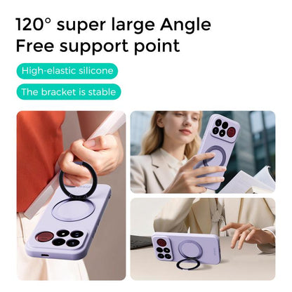ABEEL Skin-friendly Feel Magnetic Liquid Silicone Phone Case with Holder, For Redmi K100 Pro Max / Poco F9 Ultra, For Redmi K100 Pro / Poco F9 Pro 5G, For Redmi K90/Poco F8 Pro 5G, For Redmi K90 Pro Max