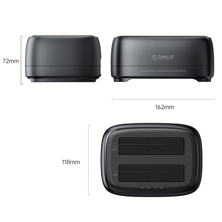 ORICO DD28C3-C 2.5 / 3.5 inch HDD / SSD Type-C to SATA 2 Bay Drive Docking Station, EU Plug, UK Plug, US Plug