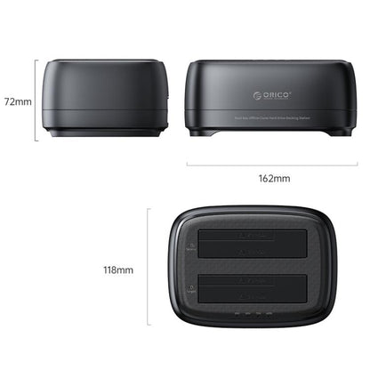 ORICO DD28C3-C 2.5 / 3.5 inch HDD / SSD Type-C to SATA 2 Bay Drive Docking Station, EU Plug, UK Plug, US Plug