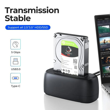 ORICO DD18C3 2.5 / 3.5 inch HDD / SSD SATA Single Bay Drive Docking Station, EU Plug, UK Plug, US Plug