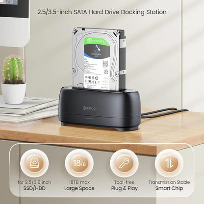 ORICO DD18C3 2.5 / 3.5 inch HDD / SSD SATA Single Bay Drive Docking Station, EU Plug, UK Plug, US Plug