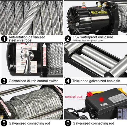 Manual Operation Handle Switch Car Electric Winch, 12V 3000 Lbs, 12V 3500 Lbs, 12V 4000 Lbs, 12V 4500 Lbs, 24V 3000 Lbs, 24V 3500 Lbs, 24V 4000 Lbs, 24V 4500 Lbs