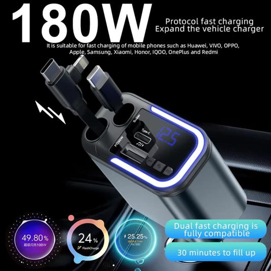 Reproductor MP3 Bluetooth para coche F9 con cargador rápido y cable retráctil, F9 con cable retráctil