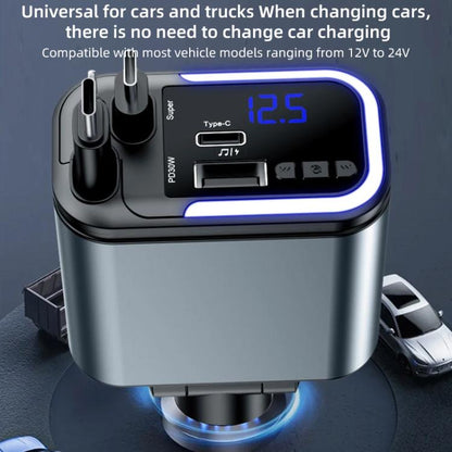 F9 Car MP3 Bluetooth Player Fast Charger with Retractable Cable, F9 with Retractable Cable