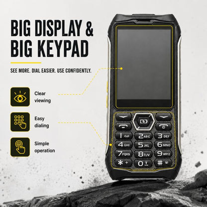 Téléphone durci HP336 4G IP68, 3,5 pouces, batterie 4500 mAh, réseau : 4G, BT, FM, SOS, torche, prise UE, prise US, prise UK, prise AU