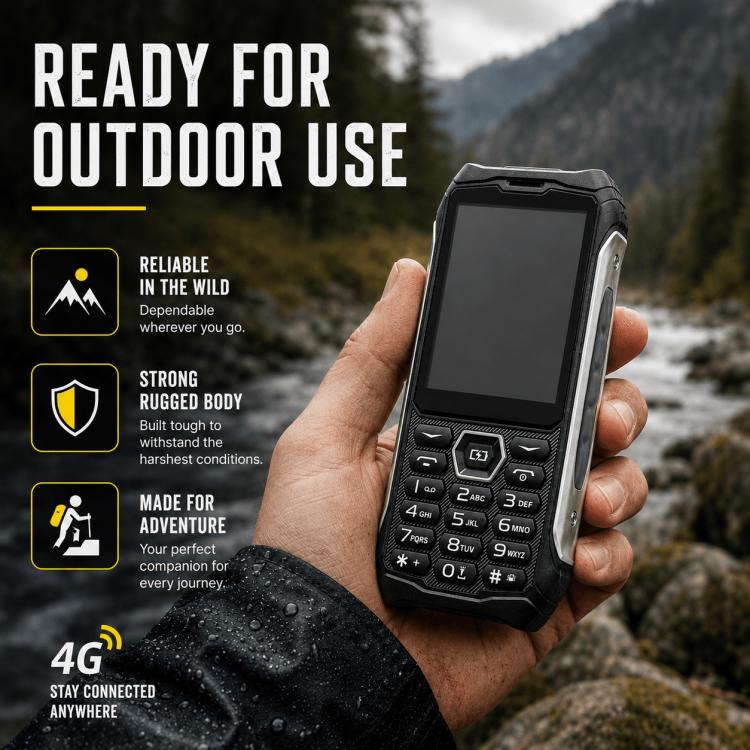 Téléphone durci HP336 4G IP68, 3,5 pouces, batterie 4500 mAh, réseau : 4G, BT, FM, SOS, torche, prise UE, prise US, prise UK, prise AU