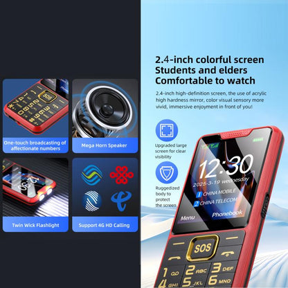 YEEMI K3+ 4G Keypad Phone, 2.4 inch, LED Flashlight, Big Keyboard Big Fonts, SOS, Network: 4G, Dual SIM