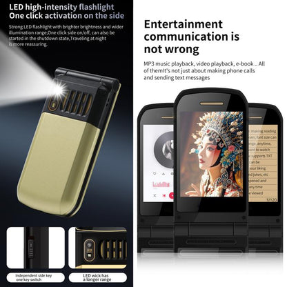 S7 4G Flip Keypad Phone, 2.4 inch + 1.44 inch, 4800mAh Battery, LED Flashlight, SOS, Network: 4G, Dual SIM