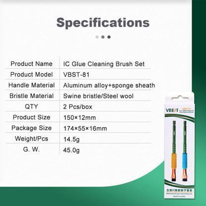 BEST VBST-81 Motherboard IC Glue Removal Chip Dust Aluminum Alloy Clean Brush Set, BEST VBST-81