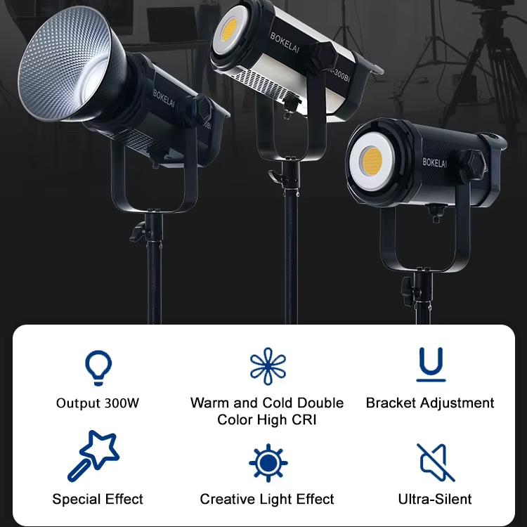 BOKELAI BK-300Bi 300W 2700K-6500K Dual Color Temperature LED Video Fill Light with Remote Control, US Plug, EU Plug, UK Plug