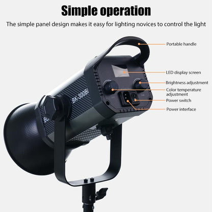 BOKELAI BK-300Bi 300W 2700K-6500K Dual Color Temperature LED Video Fill Light with Remote Control, US Plug, EU Plug, UK Plug