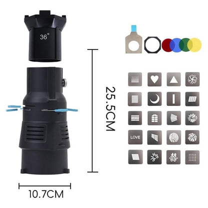 YG-90 360 Degree Rotating Bowens Mount Conical Snoot, 19 Degree Lens, 19 Degree Lens + Optical Snoot, 36 Degree Lens, 36 Degree Lens + Optical Snoot