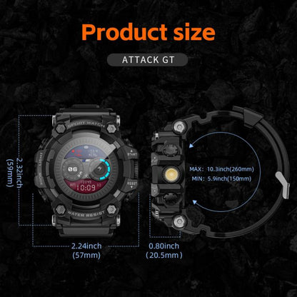 LOKMAT ATTACK GT Rugged Smart Watch, 1.32 inch, BT Call, SOS, Pedometer, Sleep Tracking, Heart Rate, Blood Pressure, Blood Oxygen
