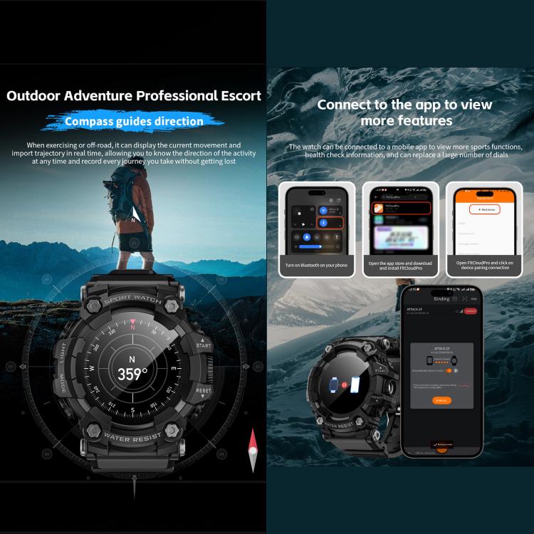 LOKMAT ATTACK GT Rugged Smart Watch, 1.32 inch, BT Call, SOS, Pedometer, Sleep Tracking, Heart Rate, Blood Pressure, Blood Oxygen