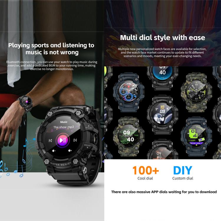 LOKMAT ATTACK GT Rugged Smart Watch, 1.32 inch, BT Call, SOS, Pedometer, Sleep Tracking, Heart Rate, Blood Pressure, Blood Oxygen