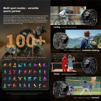 LOKMAT ATTACK GT Rugged Smart Watch, 1.32 inch, BT Call, SOS, Pedometer, Sleep Tracking, Heart Rate, Blood Pressure, Blood Oxygen