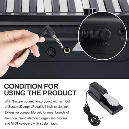 6.35mm Connector Piano Sustain Pedal MIDI Synthesizer Pedal, Cable Length: 1.85m, Cable Length: 1.85m