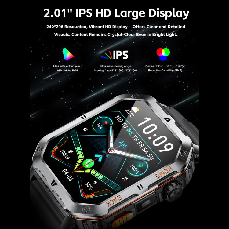 QS39 2.01 inch BT5.3 Sports Smart Watch, Support Voice Call / Sleep / Heart Rate / Blood Oxygen / Blood Pressure Health Monitor