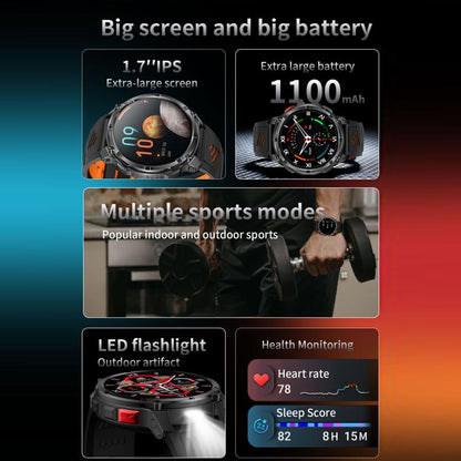 QS10 1.7 inch BT5.2 Sports Smart Watch, Support Sleep / Heart Rate / Blood Pressure Health Monitor